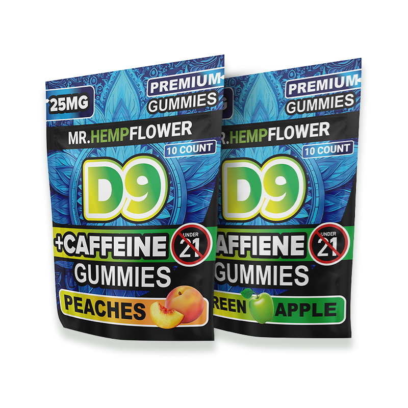 Peach and Green Apple D9 Caffeine Gummies